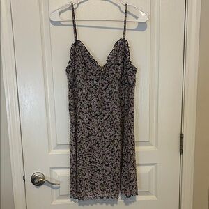 American Eagle Outfitters Black Floral Mini Slip Dress